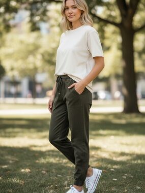 H&M Women's Olive Pull-On Jogger Pants Size 10